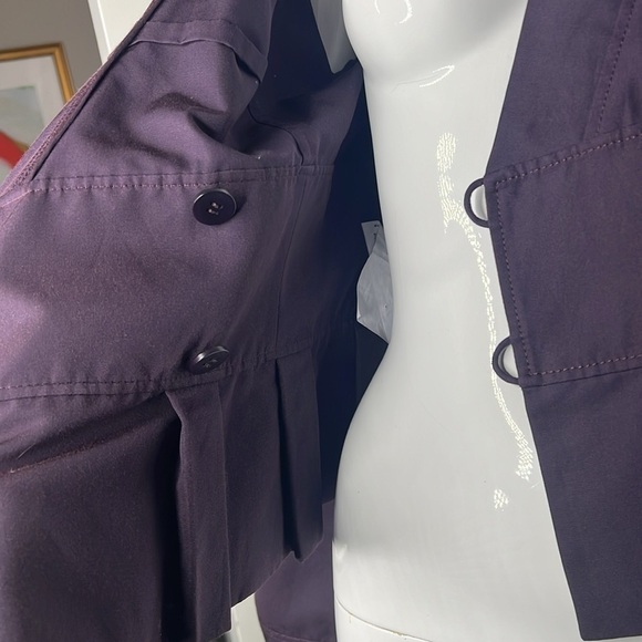 Giorgio Armani Collezioni Sz 8 Purple Eggplant Wrap Tie Cotton Blend Jacket - Picture 6 of 10